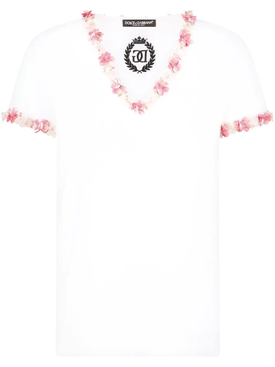 Dolce & Gabbana Jersey T-shirt With Embroidery In White