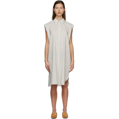 Acne Studios Fine-stripe Sleeveless Shirt Dress In White,beige,grey
