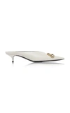 Balenciaga Women's Square Knife Bb Leather Mules In White