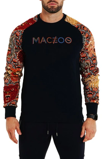 Maceoo Men's Graphic Luxe Raglan Sweater In Blue