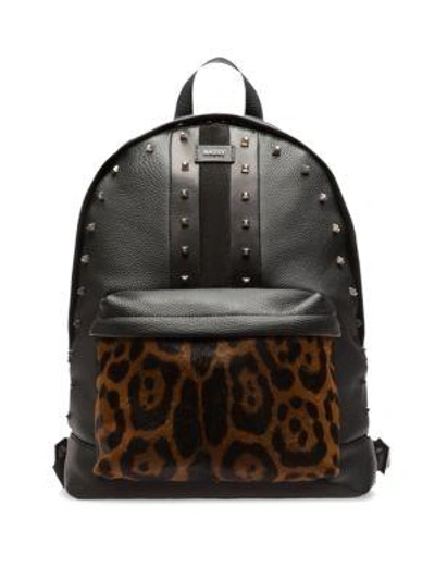 Bally Hingis Studded Leather & Calf Hair Backpack In Black