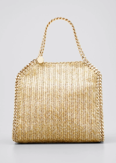 Stella Mccartney Falabella Metallic Fabric Mini Tote Bag In Oro