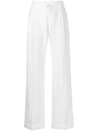 Maison Margiela High-waisted Straight-leg Trousers In White
