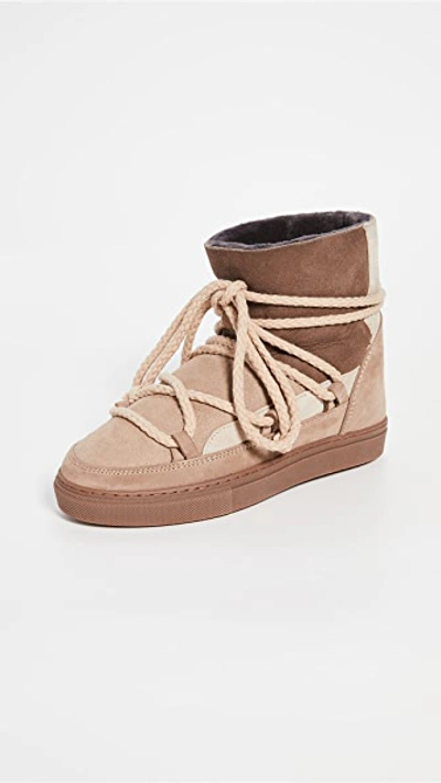 Inuikii Patchwork Shearling Sneakers In Beige