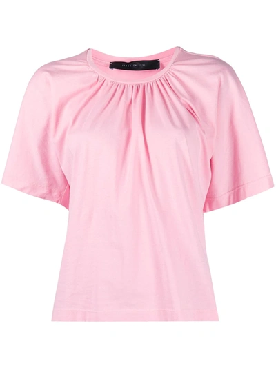 Federica Tosi Crew Neck 3/4s T-shirt W/curl In Pink