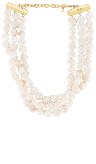 Cult Gaia Nora Cultured Freshwater Pearl Triple Row Choker Necklace, 16.25 In White
