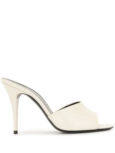 Saint Laurent Sand New Belfagor 110mm Leather Mules In White