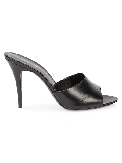 Saint Laurent 95mm Leather Slide Sandals In Black