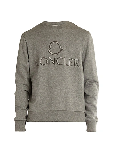 Moncler Men's Maglia Logo-embroidered Sweatshirt In Grey
