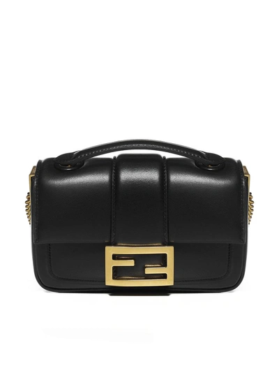Fendi Baguette Mini Chain Shoulder Bag In Black
