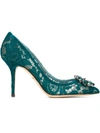 Gucci Belluci Lace Pumps In Green