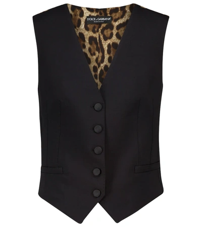 Dolce & Gabbana Leopard-print Waistcoat In Black