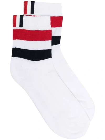 Thom Browne Chunky-rib Stripe-print Socks In White