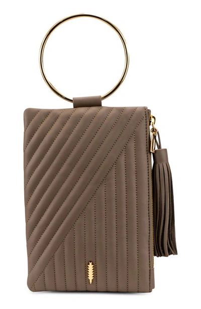 Thacker Nolita Ring Handle Quilted Leather Clutch In Truffle