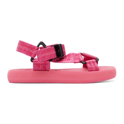 Off-white Jacquard Logo Flat Sandals In Pink