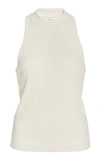 Vince Women's Ribbed Cotton-blend Racer Tank Top In White,blue