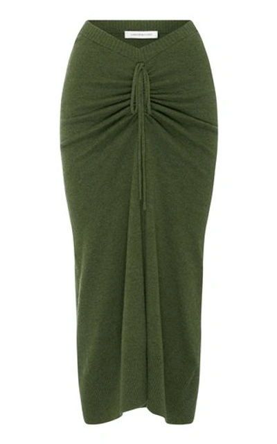 Christopher Esber Ruched Wool-cashmere Drape Skirt In Green