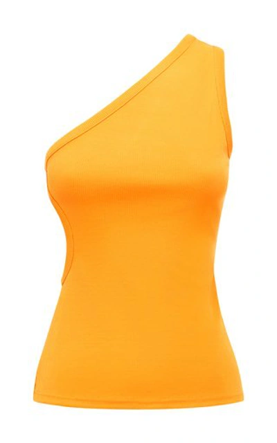 Christopher Esber One-shoulder Cut-out Knit Top In Orange