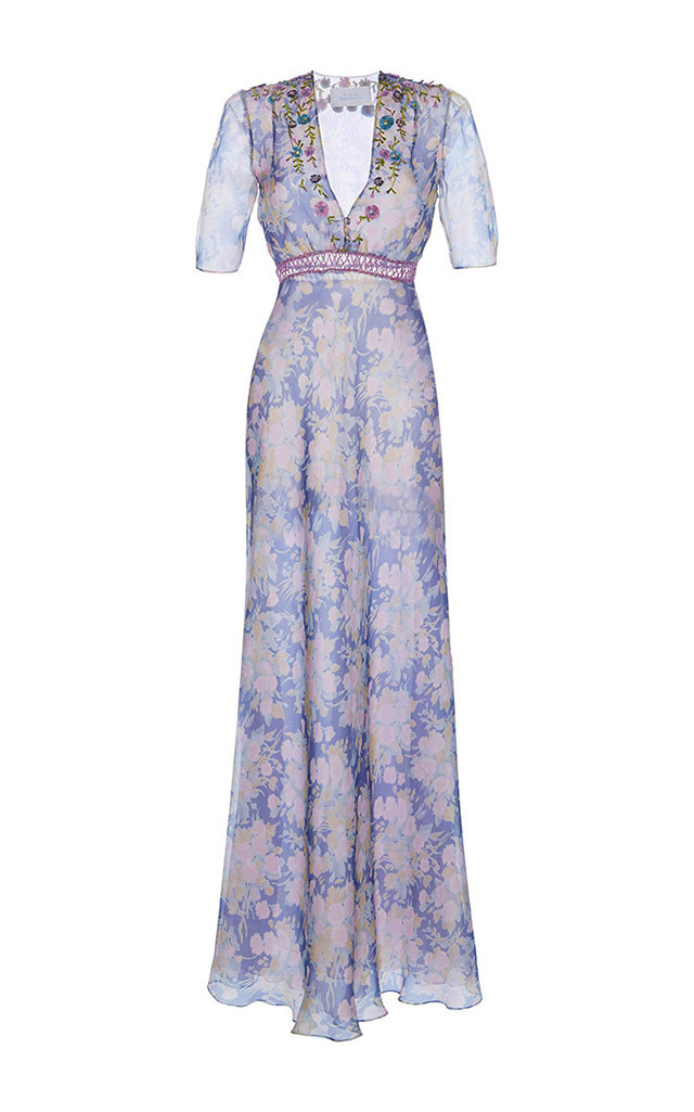 Luisa Beccaria Organdy Printed Silk Gown | ModeSens