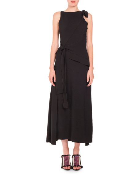 Proenza Schouler Sleeveless Side-tie Midi Dress, Black | ModeSens