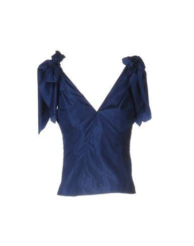 Rosie Assoulin Silk Top In Blue