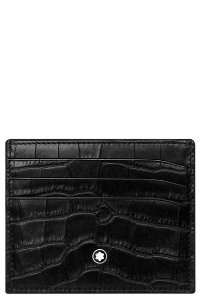 Montblanc Meisterstuck Croc Embossed Leather Wallet In Black