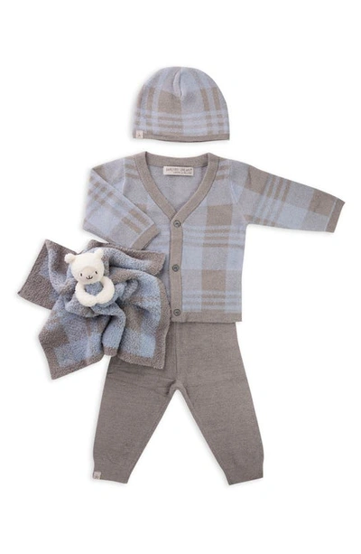 Barefoot Dreamsr Babies' Cozychic Ultra Lite™ Cardigan, Pants, Beanie & Blanket Set In Sky/ Dove Gray