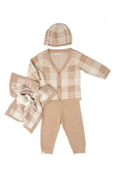 Barefoot Dreamsr Babies' Cozychic Ultra Lite™ Cardigan, Pants, Beanie & Blanket Set In Cream/ Tan