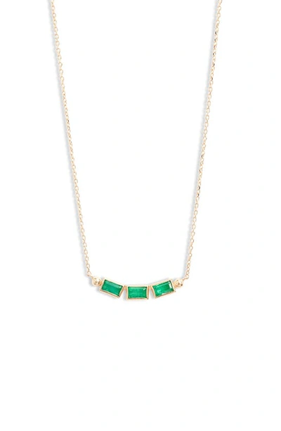 Anzie Classique Carre Emerald Bar Necklace