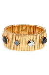 Gas Bijoux Strada Cabochon Stretch Bracelet In Black 02
