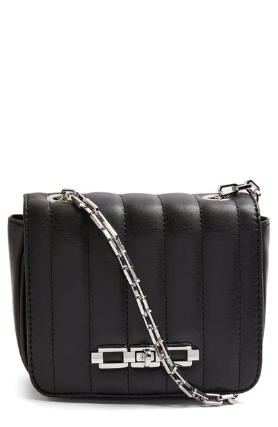 Topshop Quilted Faux Leather Crossbody Bag In Black