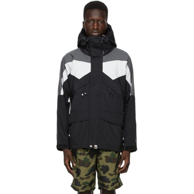 Bape Black Colorblocked Classic Snowboard Jacket In Blk