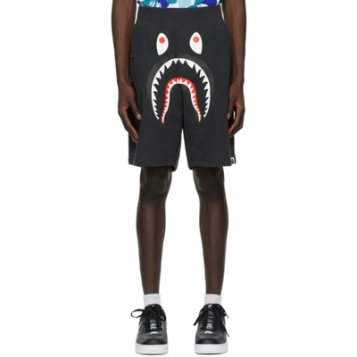 Bape Black Wide Shark Sweat Shorts In Blk