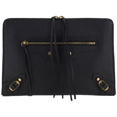 Balenciaga Women's Leather Clutch Handbag Bag Purse In Black