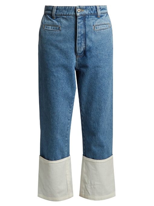 Loewe Contrast-cuff Cropped Denim Fisherman Jeans In Additional Details ...