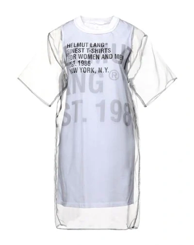 Helmut Lang Layered Printed Jersey And Organza Dress In White