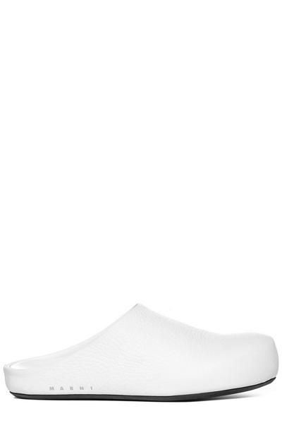 Marni Sabot Backless Leather Mules In White