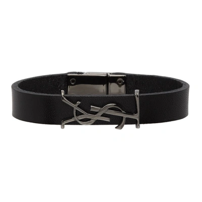 Saint Laurent Ysl Buckle-fastening Bracelet In Black