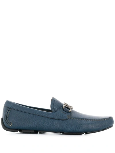 Ferragamo Gancio Horsebit Driving Shoes In Blue