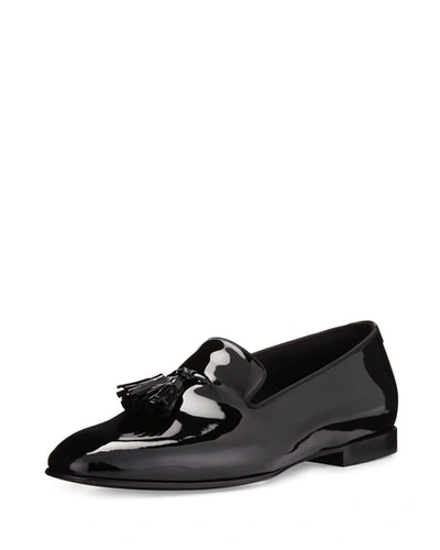 Tom Ford Chesterfield Patent Leather Tassel-front Loafer, Black