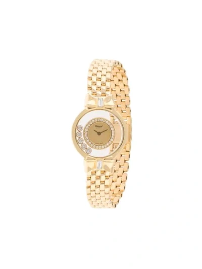 Pre-owned Chopard  Happy Diamonds Quartz 24mm In Gold