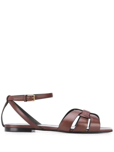 Saint Laurent Tribute Sandals In Brown