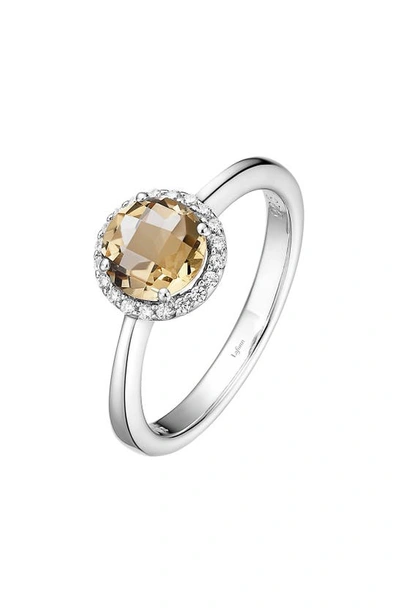 Lafonn Birthstone Halo Ring In November Citrine / Silver