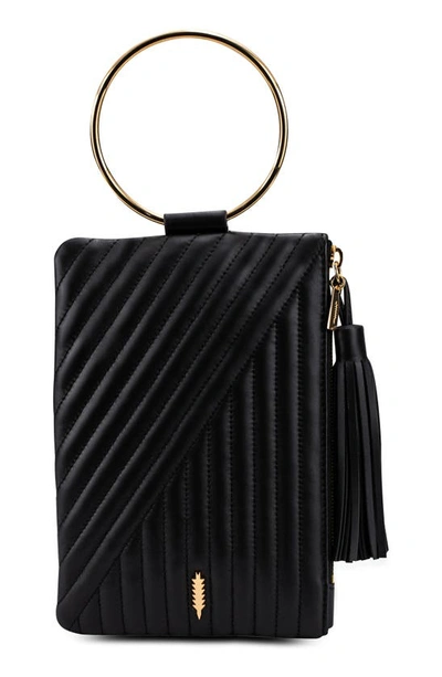 Thacker Nolita Quilted Leather Ring Handle Clutch In Black