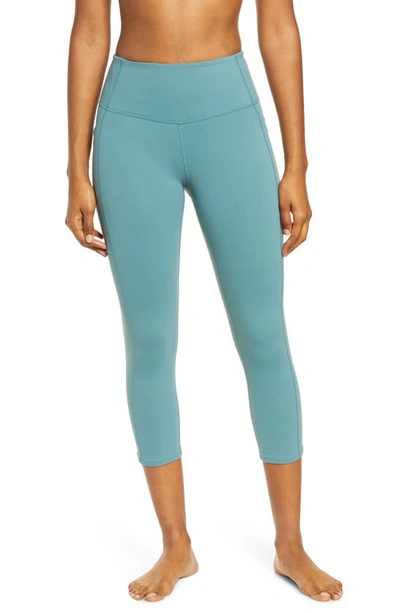 Zella Live In High Waist Pocket Crop Leggings In Teal Titanic