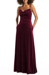 After Six Cowl Neck Velvet Gown In Cabernet
