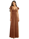 After Six Flutter Sleeve Velvet Gown In Brown