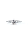 Forevermark Icon™ Setting Round Diamond Engagement Ring With Diamond Band In Platinum-d1.00ct