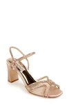 Badgley Mischka Badgely Mischka Collection Hey Embellished Sandal In Rose Gold Metallic Fabric