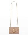Saint Laurent Envelope Triquilt Small Ysl Shoulder Bag In Grained Leather In Natural Tan